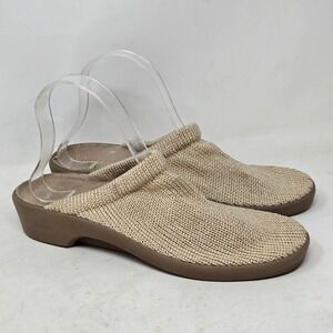 Arcopedico Knit Mules Champagne Gold Beige Stretch Slip On Shoes Womens 40 9-9.5